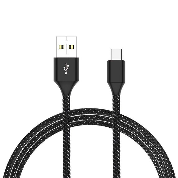 Bemz USB-C to USB-A Cable for Coolpad Suva (Heavy Duty Nylon Fast Charging USB Type-C Charger Cable) - 6.5 Feet (2 Meters) - Black