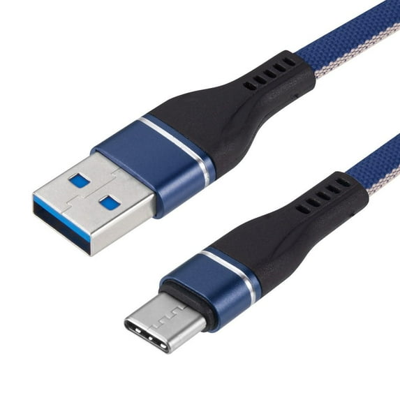 Bemz USB-C to USB-A Cable for Nokia X100 (Heavy Duty Nylon Fast Charging USB Type-C Charger Cable) - 3.3 Feet (1 Meter) - Dark Blue