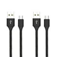 thumbnail image 1 of Bemz USB-C to USB-A Cables for Cricket Vision Plus (Heavy Duty Nylon Fast Charging USB Type-C Charger Cables) - 6.5 Feet (2 Meters) - Black - 2 Pack, 1 of 7