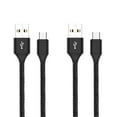 thumbnail image 1 of Bemz USB-C to USB-A Cables for Nokia 2760 Flip 4G (Heavy Duty Nylon Fast Charging USB Type-C Charger Cables) - 6.5 Feet (2 Meters) - Black - 2 Pack, 1 of 7