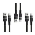 thumbnail image 1 of Bemz USB-C to USB-A Cables for Nokia G100 (Heavy Duty Nylon Fast Charging USB Type-C Charger Cables) - 3.3 Feet (1 Meter) - Black - 3 Pack, 1 of 8