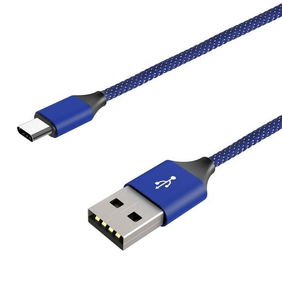 Bemz USB Cable Compatible with Moto G Power, G Pure, Edge, G100, G Stylus 5G, One 5G Ace, G Play, G Fast, Heavy Duty Nylon Braided USB Type-C (USB-C to USB-A) Cable - 6.5 Feet (2 Meters) - Blue