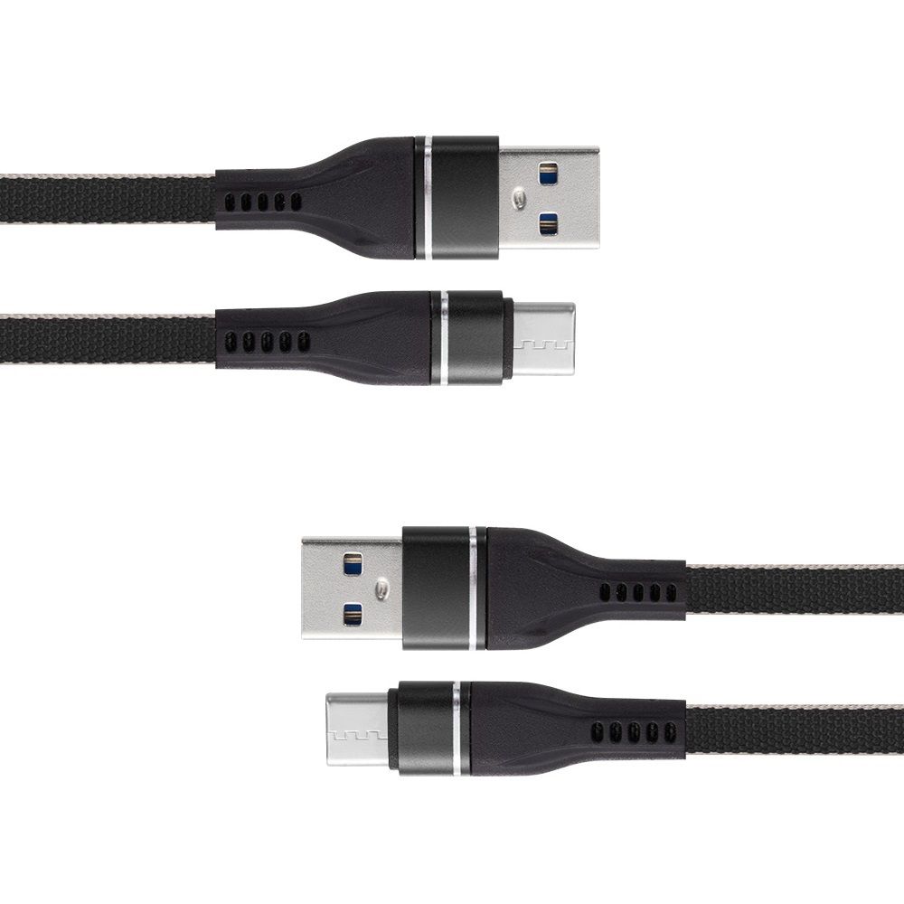 Bemz USB Cables Compatible with Motorola One 5G Bundle: Heavy Duty Reinforced Connector Nylon Braided USB Type-C to USB-A Cables - 2 Pack, 3.3 Feet (1 Meters) - Black - image 1 of 8