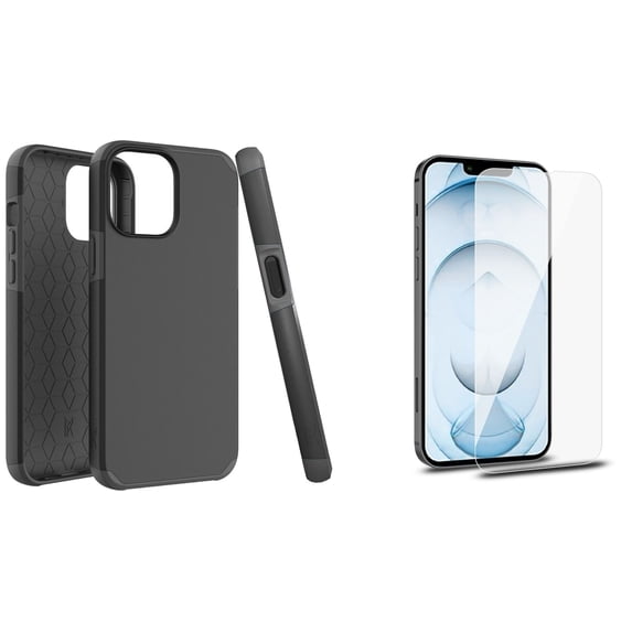 Bemz iPhone 13 Bundle: Dual Layer Shockproof Protection Case, Glass Screen Protectors (2-Pack), Glass Screen Protectors (2-Pack), Keychain Touch Tool - Black