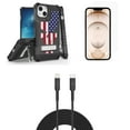 thumbnail image 1 of Bemz iPhone 13 Bundle: Tri Shield Shockproof Armor Rugged Case (America Skull Flag), Premium Glass Screen Protectors (2-Pack), USB-C to Lightning Cable (3.3ft/1m), 1 of 8