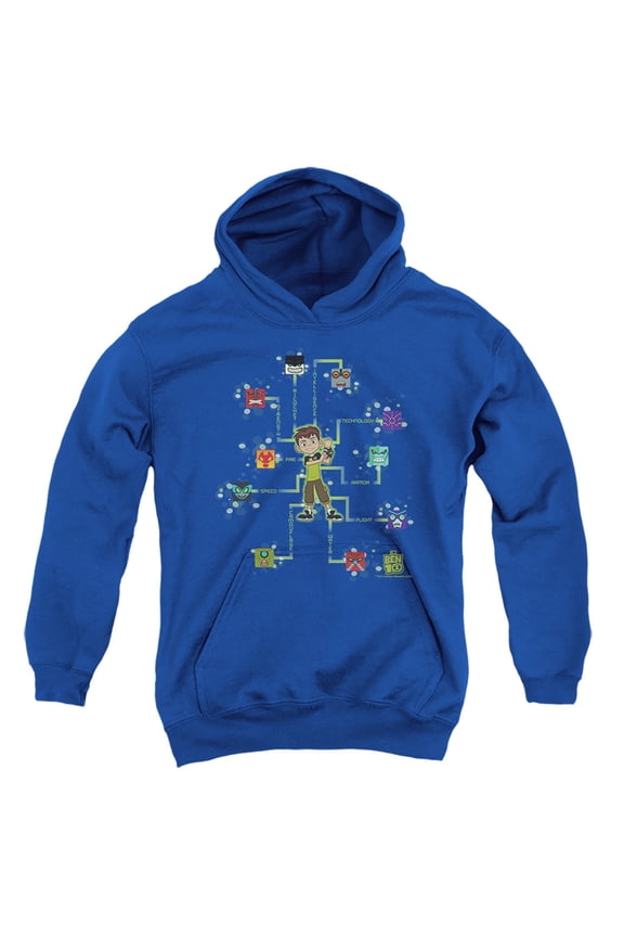 Ben 10 10 Blocks Kids Pull-Over Hoodie (Medium) for Youth Boys and Girls, Royal Blue