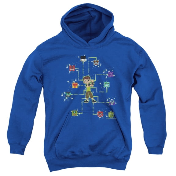 Ben 10 10 Blocks Kids Pull-Over Hoodie (Small) for Youth Boys and Girls, Royal Blue
