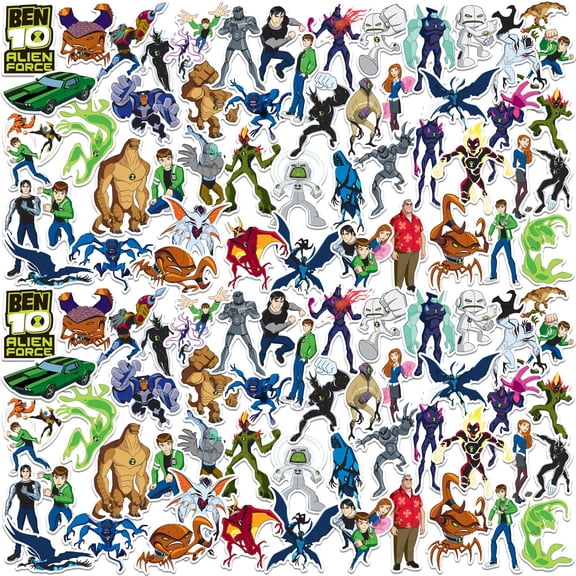 Ben 10 Alien Force Characters 100ct Vinyl Large Deluxe Stickers Variety Pack  Die Cut Designs for Laptop, Water Bottle, Scrapbooking, Tablet & Indoor/Outdoor Surfaces