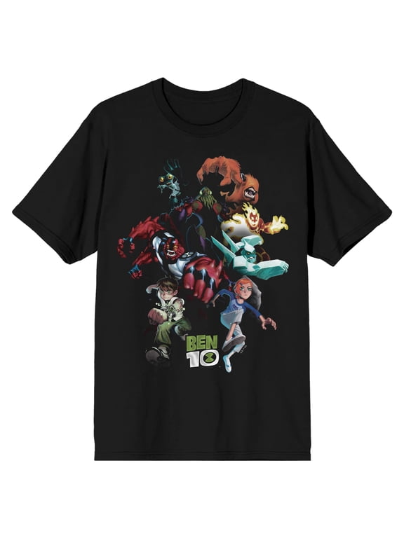 Ben 10 Aliens & Monsters Adult Black Crew Neck Short Sleeve T-shirt - XL