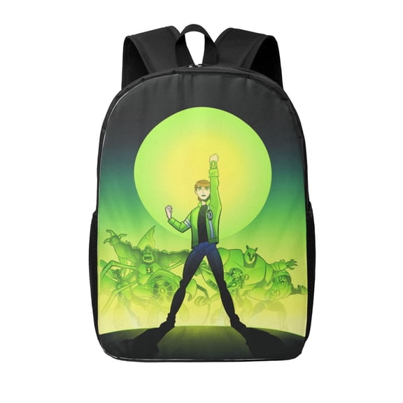 Ben 10 Backpacks Cute Cartoon Lightweight School Laptop Bag 17 Inch Printed Durable Bookbag Rucksack for Travel Hiking Work