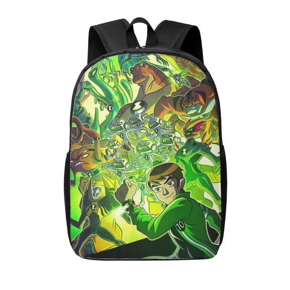 Ben 10 Backpacks Cute Cartoon Lightweight School Laptop Bag 17 Inch Printed Durable Bookbag Rucksack for Travel Hiking Work