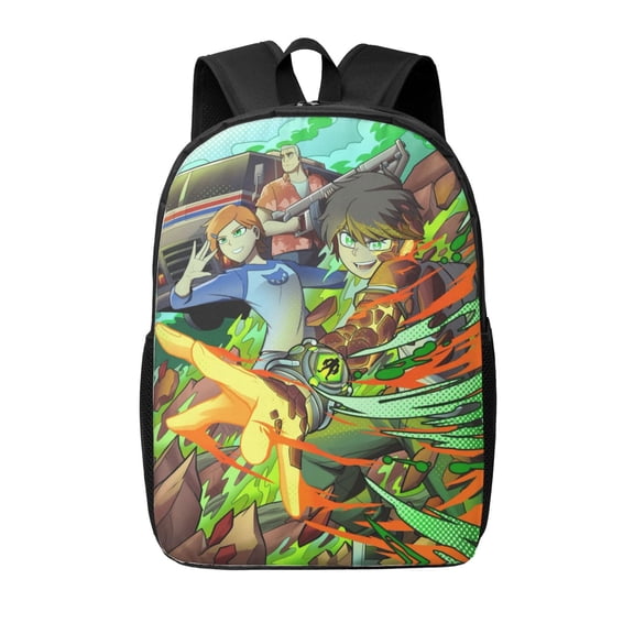 Ben 10 Backpacks Cute Cartoon Lightweight School Laptop Bag 17 Inch Printed Durable Bookbag Rucksack for Travel Hiking Work