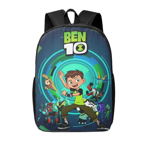 Ben 10 Backpacks Cute Cartoon Lightweight School Laptop Bag 17 Inch Printed Durable Bookbag Rucksack for Travel Hiking Work