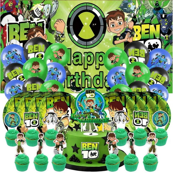 Ben 10 Birthday Party Supplies Balloons Plates Decoration Cake Topper Decor Tableware Banner Backdrop