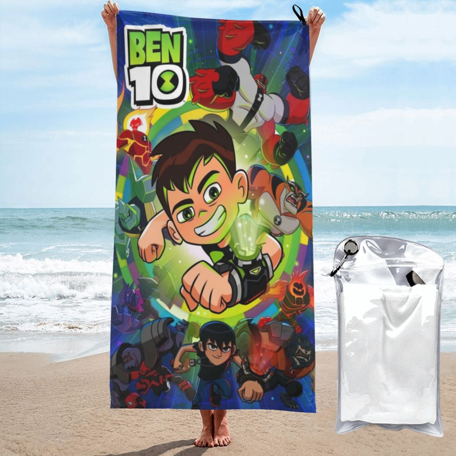 Large Dragonfly Print Beach Towel – Highly Absorbent Microfiber, Quick Dry, 52" X 32", American Flag Firefighter Design - View #7