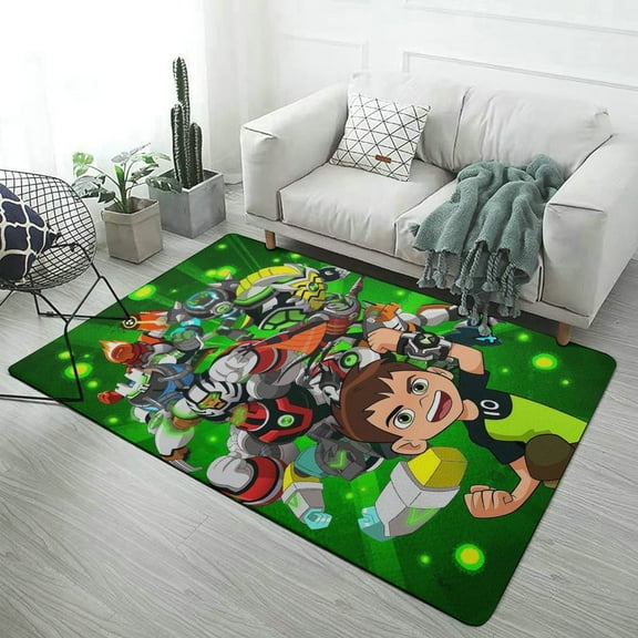 Ben 10 Carpet for Living Room Fashion Pattern Coral Velvet Floor Mat Non-Slip Soft Yoga Area Rugs 40x60inch