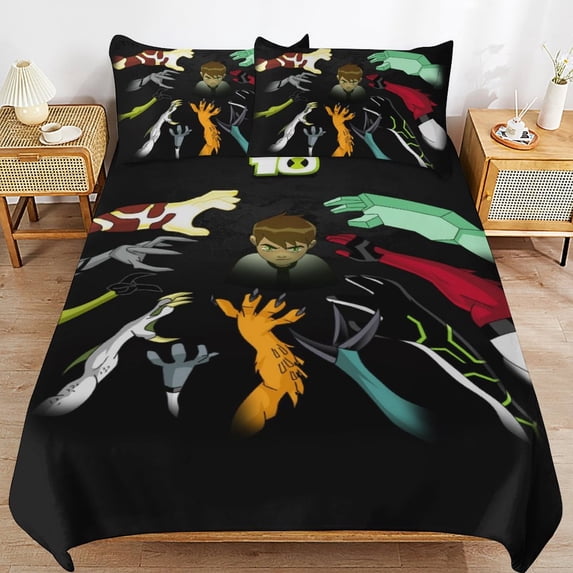 Duvet Cover Bedding Set Cartoon Print Soft Quilt Cover 3 Pieces, 1 Comforter Cover & 2 Pillowcases for Kids Teens Boys Girls Room Decor 90"x90"