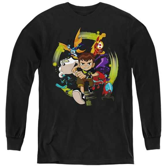 Ben 10 Hero Charge Kids Long Sleeve T Shirt (Medium) for Youth Boys and Girls, Black