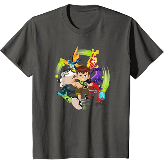Ben 10 Hero Charge Youth T-Shirt For Boys Girls Kids Toddler, Charcoal Color, Size XL