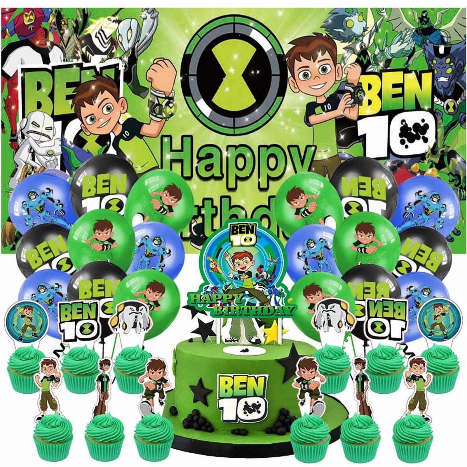Ben 10 Party Supplies Decor Birthday Cake Topper Banner Backdrop Decorations  Kit Latex Balloons - Walmart.com, image size:1600x1600