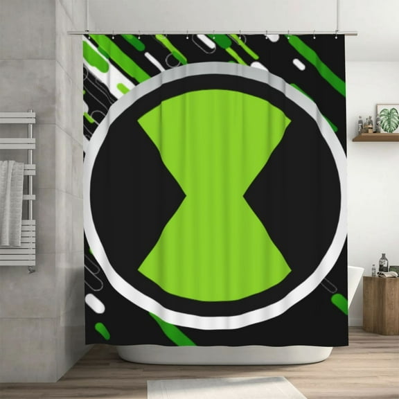 Ben 10 Shower Curtain Cartoon Art Bath Shower Curtains with 12 Hooks, Waterproof Washable Polyester Bathroom Home Decor Set 72x72 Inch, Iron