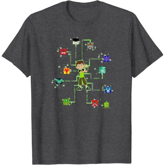 Ben 10 Ten Blocks T-Shirt, Dark Heather Color, Size XL