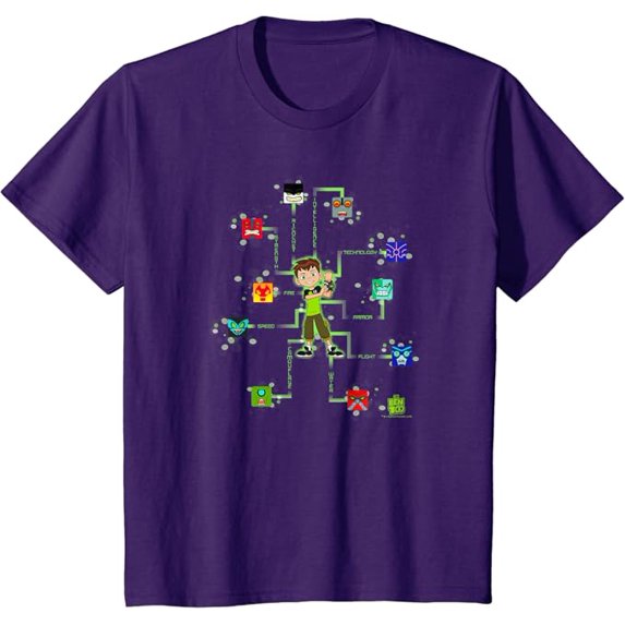 Ben 10 Ten Blocks Youth T-Shirt For Boys Girls Kids Toddler, Purple Color, Size S