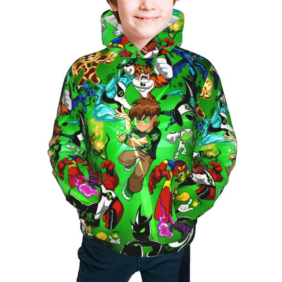 Ben 10 Youth Hoodie Graphic Colorful Cool Kids Hooded Sweatshirts Kangaroo Pocket for Boys Girls Small