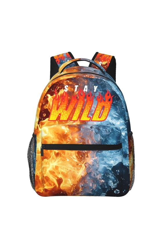 Ben Azelart Stay Wild Backpack Waterproof Multifunction Bookbag, Lightweight Casual Travel Daypack Basic College Backpack