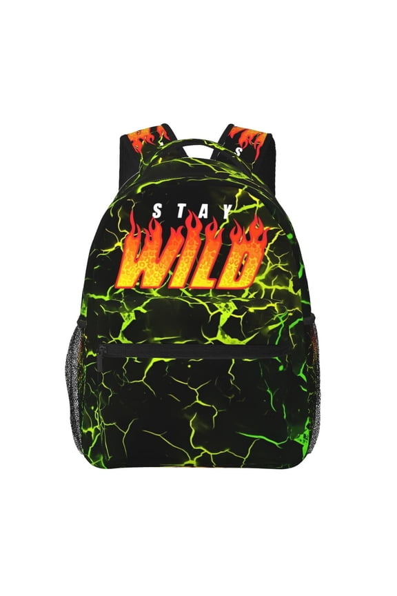 Ben Azelart Stay Wild Backpack Waterproof Multifunction Bookbag, Lightweight Casual Travel Daypack Basic College Backpack