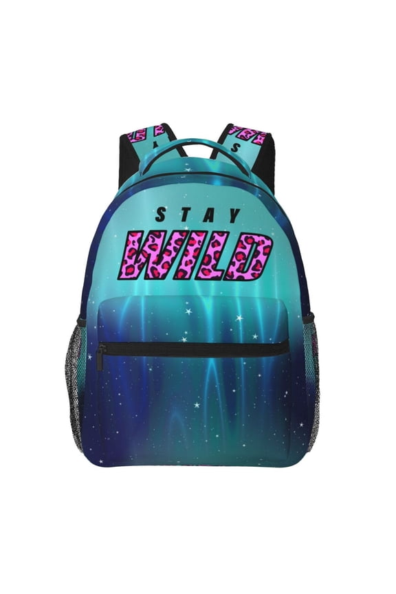 Ben Azelart Stay Wild Backpack Waterproof Multifunction Bookbag, Lightweight Casual Travel Daypack Basic College Backpack