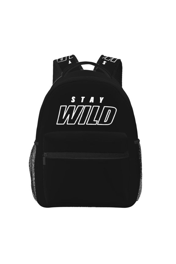 Ben Azelart Stay Wild Backpack Waterproof Multifunction Bookbag, Lightweight Casual Travel Daypack Basic College Backpack