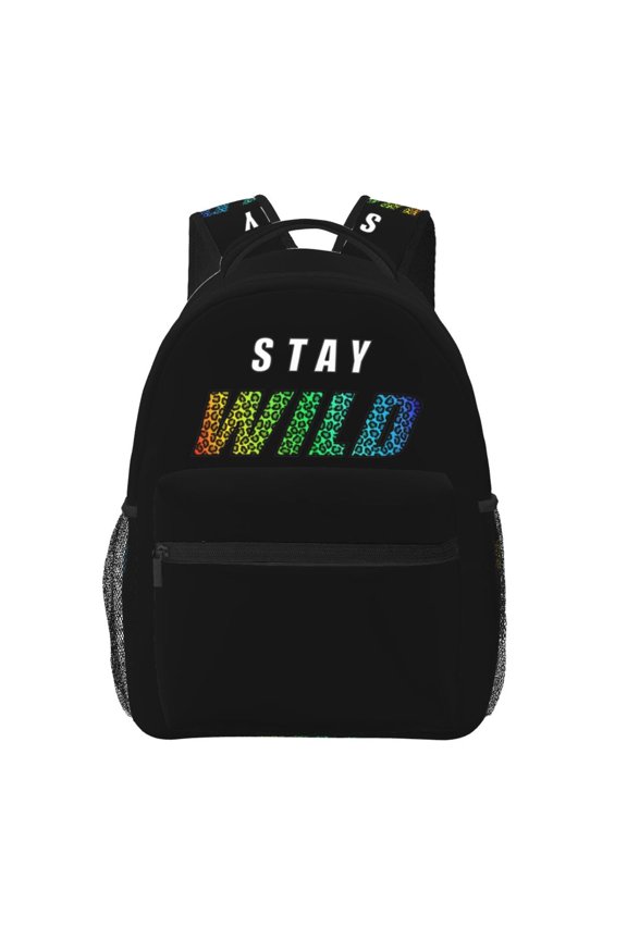 Ben Azelart Stay Wild Backpack Waterproof Multifunction Bookbag, Lightweight Casual Travel Daypack Basic College Backpack