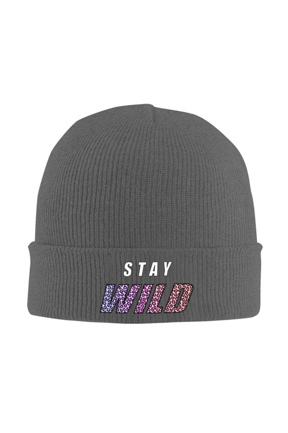 Ben Azelart Stay Wild Beanie Hat Winter Warm Knit Cuffed Cap For Women Men Deep Heather