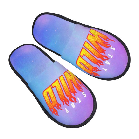 Ben Azelart Stay Wild Furry Slippers For Men Women Fuzzy House Slippers Winter Anti-Slip Indoor And Outdoor Slip On Shoes Large