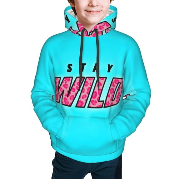 Ben Azelart Stay Wild Hoodies Pullover For Boys Girls 3d Printed Hooded Sweatshirt Long Sleeves Medium
