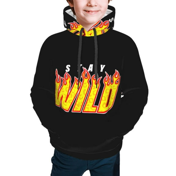 Ben Azelart Stay Wild Hoodies Pullover For Boys Girls 3d Printed Hooded Sweatshirt Long Sleeves X-Large