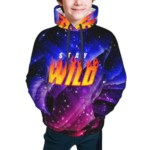 Ben Azelart Stay Wild Kids' Hoodie 3d Print Sweatshirt Soft Pullover Hooded With Big Pockets For Boys Or Girls Medium