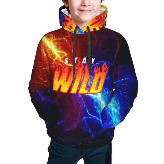 Ben Azelart Stay Wild Kids' Hoodie 3d Print Sweatshirt Soft Pullover Hooded With Big Pockets For Boys Or Girls Medium