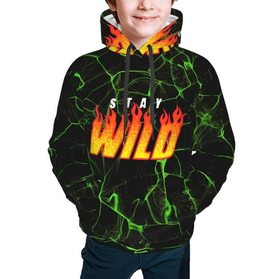 Ben Azelart Stay Wild Kids' Hoodie 3d Print Sweatshirt Soft Pullover Hooded With Big Pockets For Boys Or Girls Small