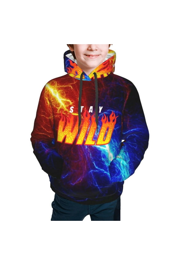Ben Azelart Stay Wild Kids' Hoodie 3d Print Sweatshirt Soft Pullover Hooded With Big Pockets For Boys Or Girls Small