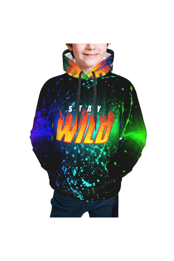 Ben Azelart Stay Wild Kids' Hoodie 3d Print Sweatshirt Soft Pullover Hooded With Big Pockets For Boys Or Girls Small