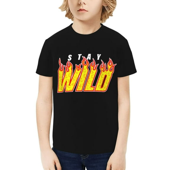 Ben Azelart Stay Wild Kids T-Shirt 3D Printed Graphic T-Shirts Boys and Girls Short Sleeve Shirts for Youth Kids Small