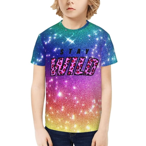 Ben Azelart Stay Wild Kids T-Shirt 3d Printed Graphic T-Shirts Boys And Girls Short Sleeve Shirts For Youth Kids Large