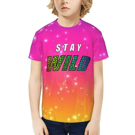 Ben Azelart Stay Wild Kids T-Shirt 3d Printed Graphic T-Shirts Boys And Girls Short Sleeve Shirts For Youth Kids Large