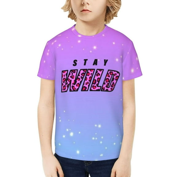 Ben Azelart Stay Wild Kids T-Shirt 3d Printed Graphic T-Shirts Boys And Girls Short Sleeve Shirts For Youth Kids Large