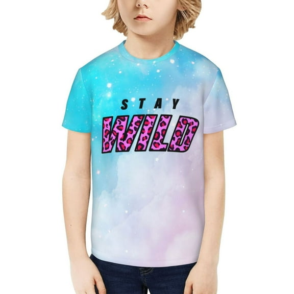 Ben Azelart Stay Wild Kids T-Shirt 3d Printed Graphic T-Shirts Boys And Girls Short Sleeve Shirts For Youth Kids Large