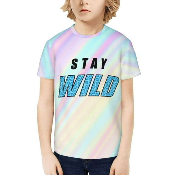 Ben Azelart Stay Wild Kids T-Shirt 3d Printed Graphic T-Shirts Boys And Girls Short Sleeve Shirts For Youth Kids Large