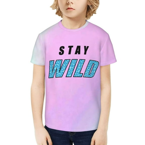 Ben Azelart Stay Wild Kids T-Shirt 3d Printed Graphic T-Shirts Boys And Girls Short Sleeve Shirts For Youth Kids Large