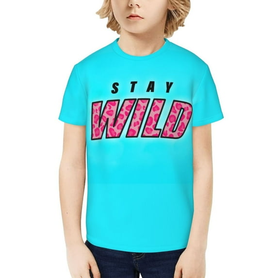 Ben Azelart Stay Wild Kids T-Shirt 3d Printed Graphic T-Shirts Boys And Girls Short Sleeve Shirts For Youth Kids Medium